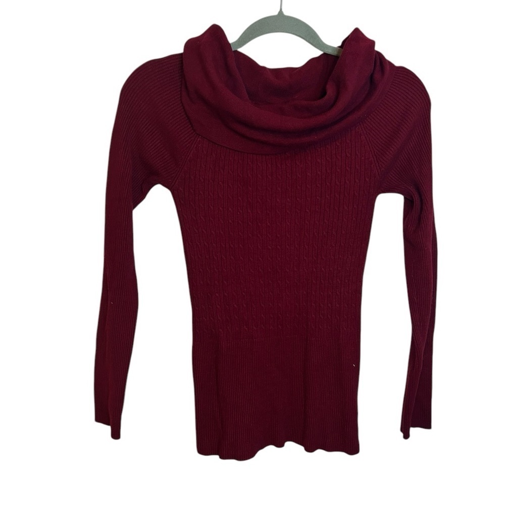 Rampage Red Y2K Cable Knit Cowl Neck Sweater